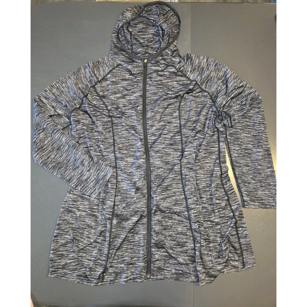 Ruby Ribbon Women 3XL Space Dye Full Zip Athletic Hoodie Black White Jacket